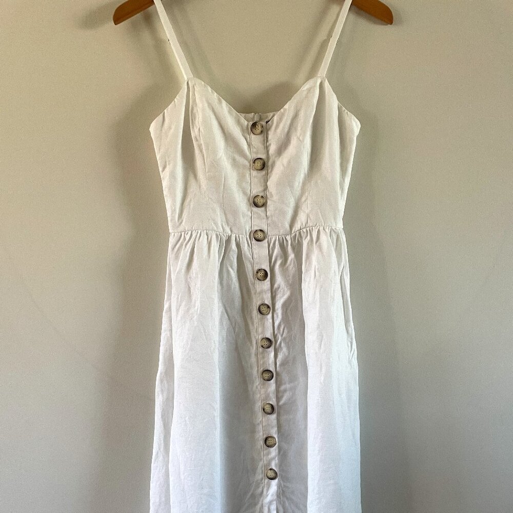 Reformation Thelma white linen Midi Summer Sun Dress 4